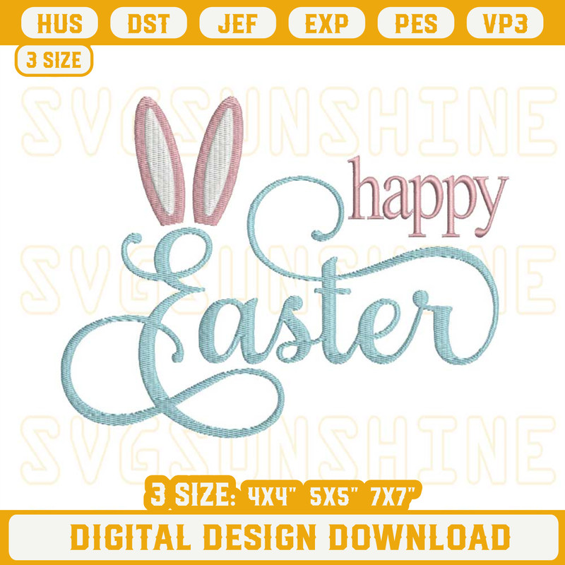 Happy Easter Bunny Ears Embroidery Designs.jpg