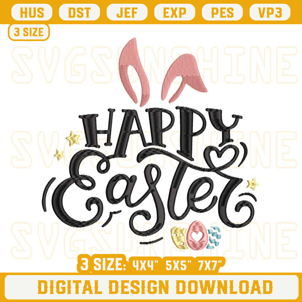 Happy Easter Embroidery Design Files, Easter Day Eggs Embroidery Files.jpg