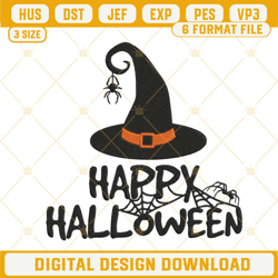 Happy Halloween Witch Hat Machine Embroidery Designs