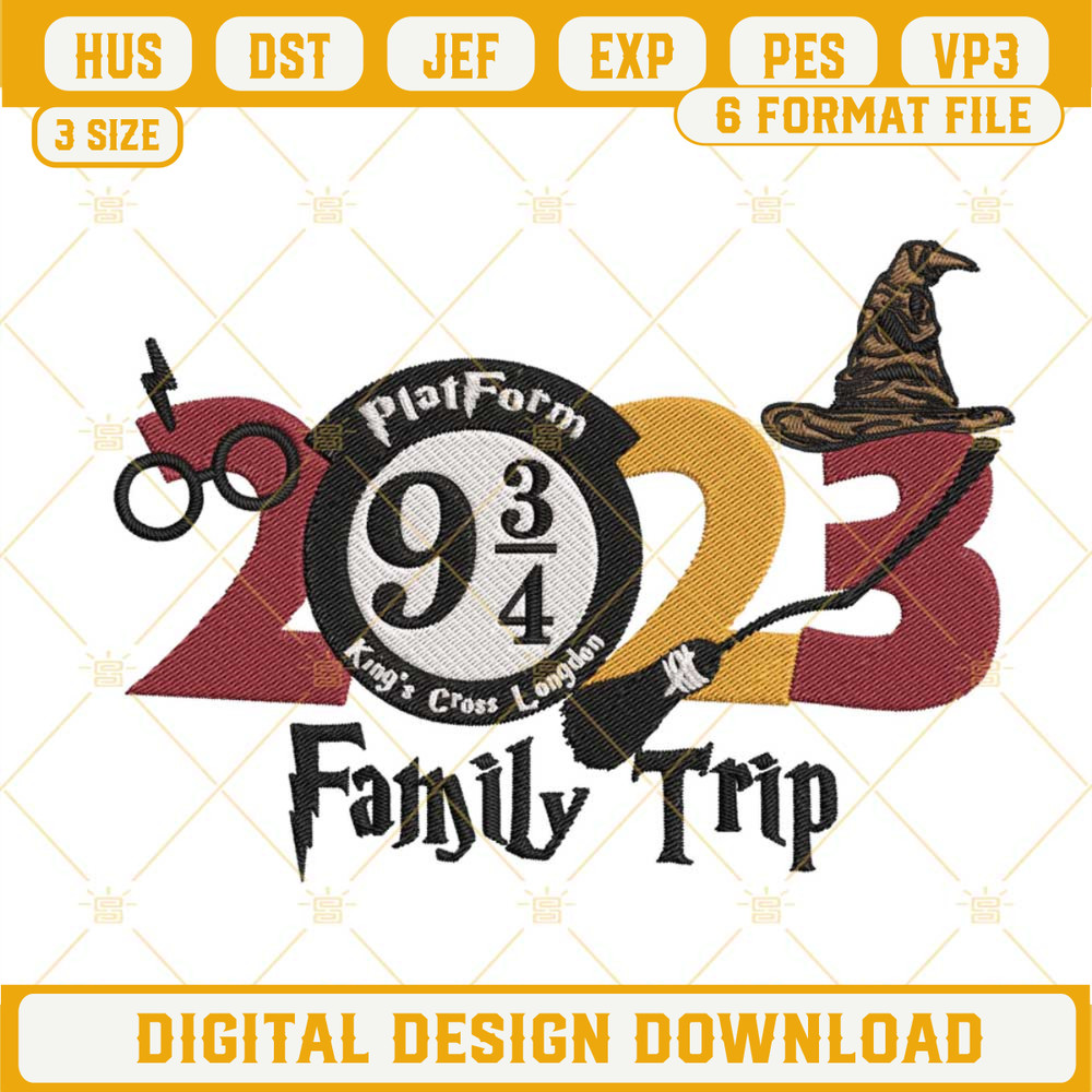 Harry Potter Family Trip 2023 Embroidery Designs, Universal Studios Vacation Embroidery Files.jpg