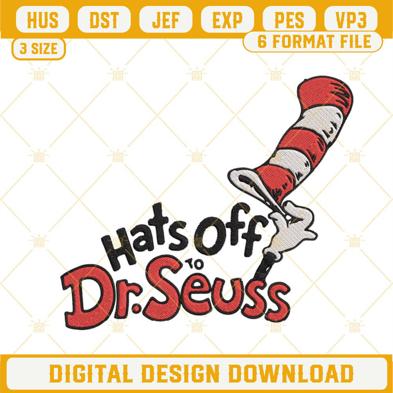 Hats Off To Dr Seuss Embroidery Designs, Cat In The Hat Embroidery Files.jpg