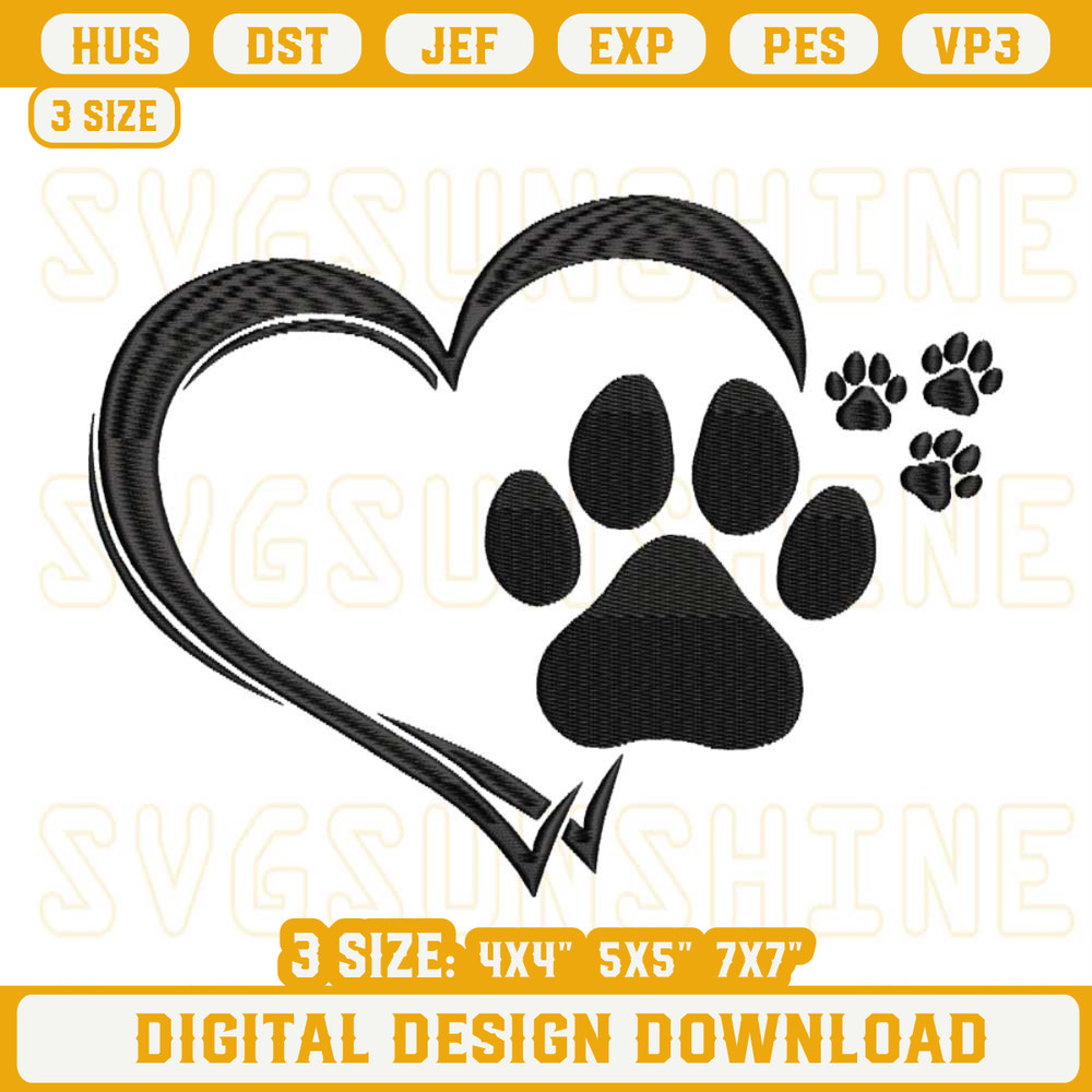 Heart Dog Paw Embroidery Design File.jpg