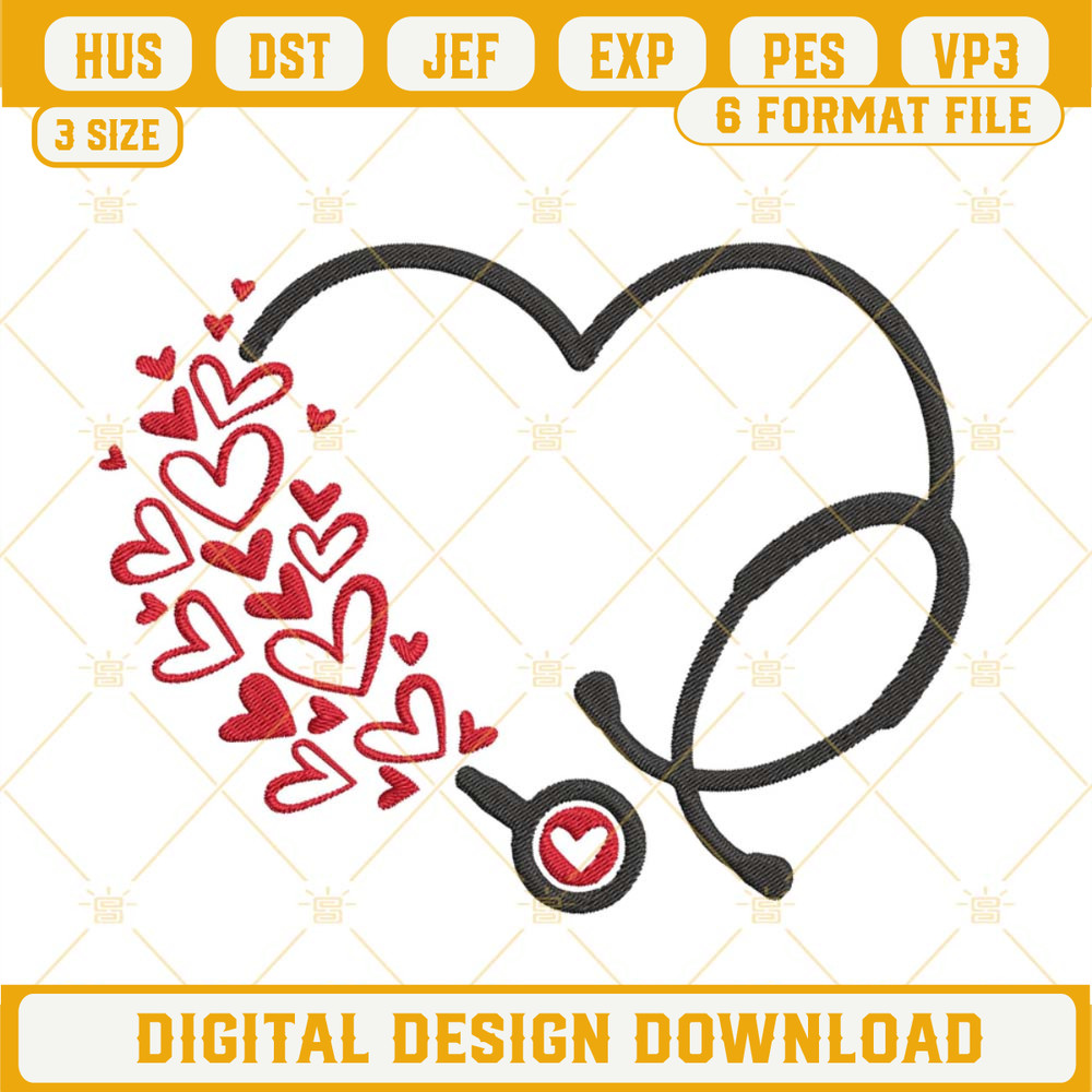 Heart Stethoscope Embroidery Designs, Valentine Nurse Embroidery Files Digital Download.jpg