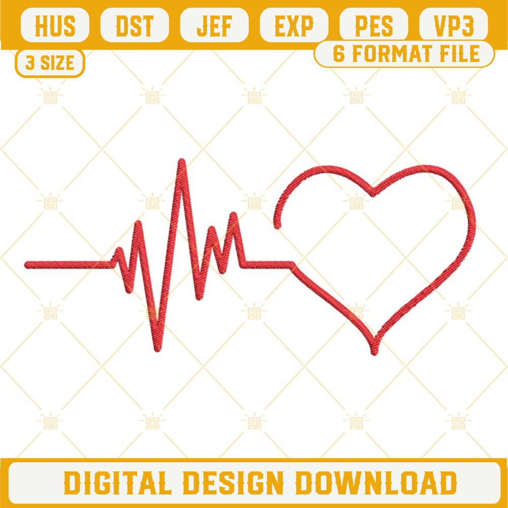 Heartbeat Embroidery Design Files, Valentine's Day Embroidery Digital Download.jpg