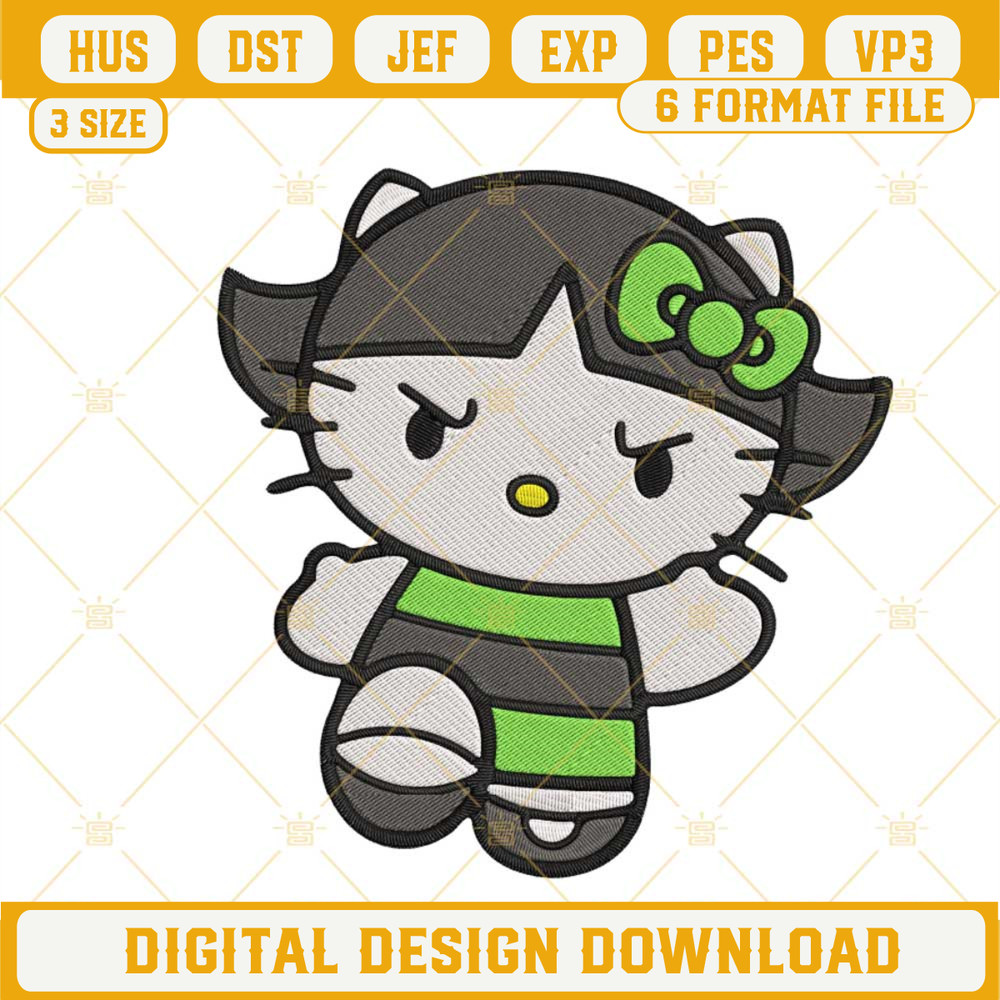 Hello Kitty Buttercup The Powerpuff Girl Machine Embroidery Design Digital File.jpg