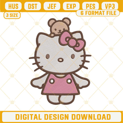Hello Kitty Cartoon Teddy Bear Embroidery Design File