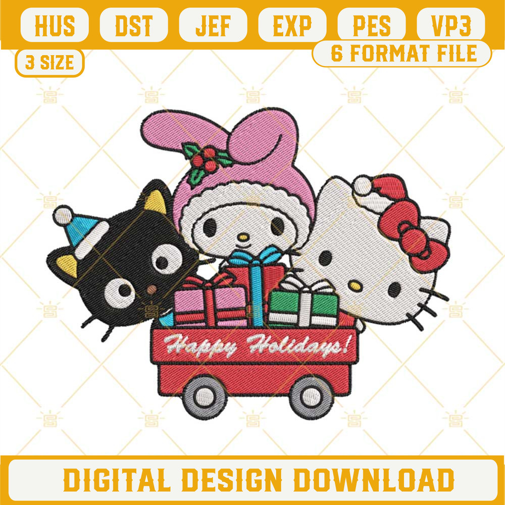 Hello Kitty Chococat My Melody Merry Christmas Embroidery Design Files.jpg