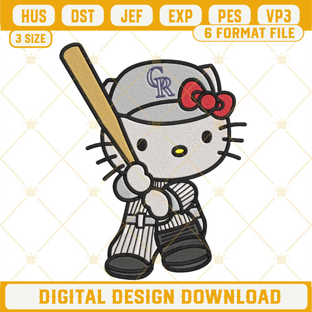Hello Kitty Colorado Rockies Embroidery Designs, Kitty Cat MLB Rockies Embroidery Files.jpg