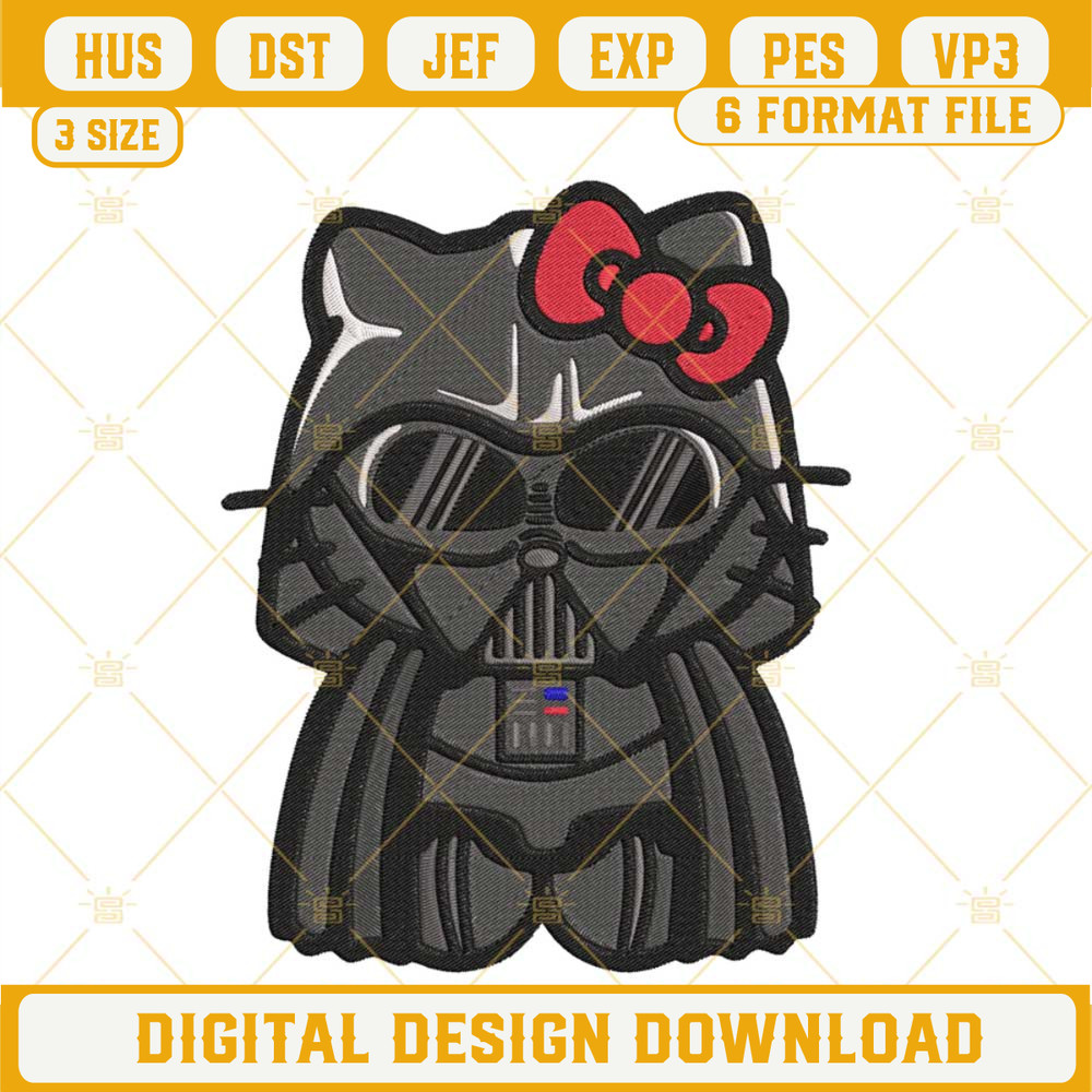 Hello Kitty Darth Vader Machine Embroidery Designs, Cute Star Wars Cat Embroidery Files.jpg