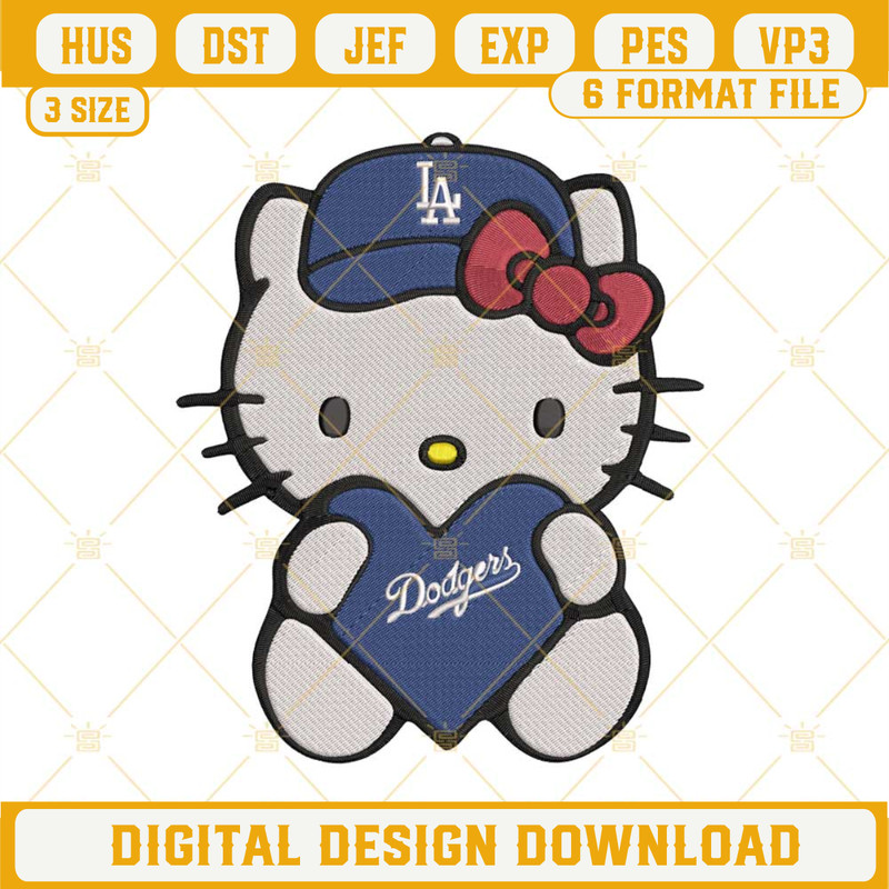 Hello Kitty Dodgers Embroidery Designs Files.jpg
