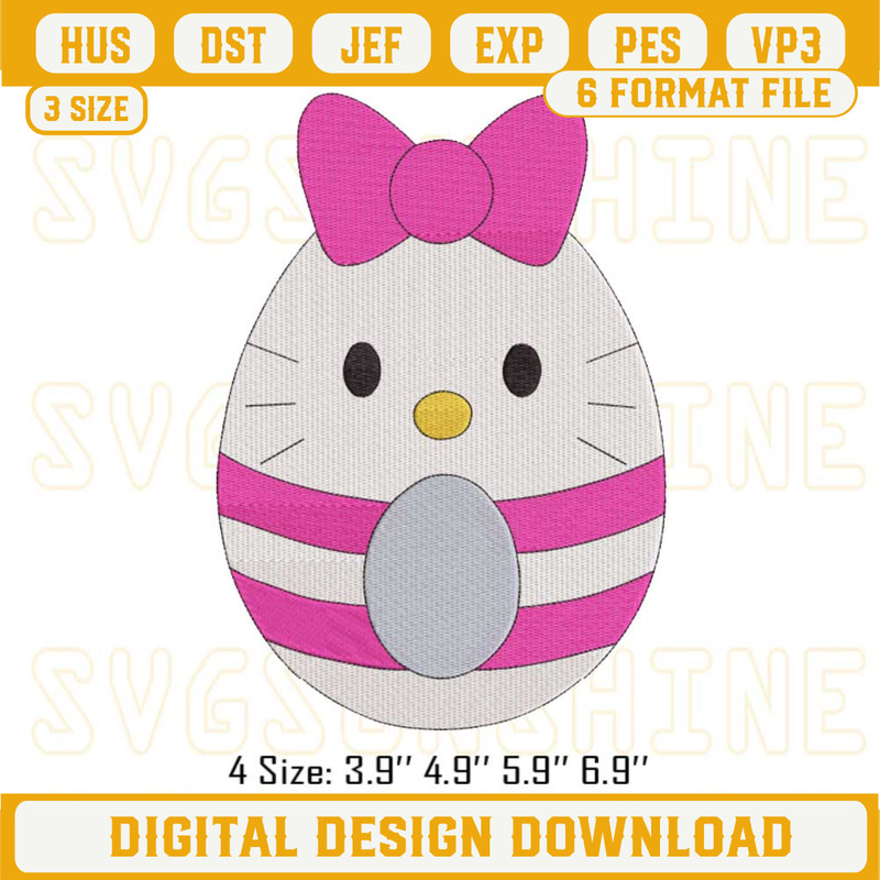 Hello Kitty Easter Eggs Machine Embroidery Designs, Cute Hello Kitty Easter Day Embroidery Pattern.jpg