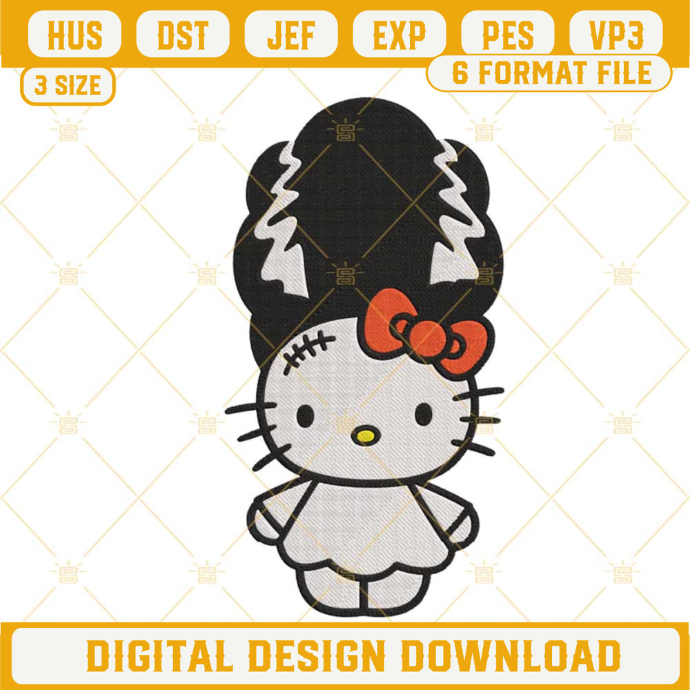 Hello Kitty Elizabeth Lavenza Frankenstein Embroidery Designs, Kitty Cat Halloween Embroidery Files.jpg