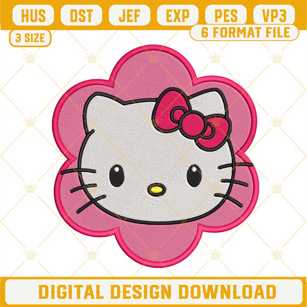 Hello Kitty Face Flower Embroidery Design Download File.jpg