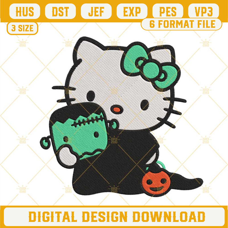 Hello Kitty Frankenstein Halloween Embroidery Design Download Files.jpg