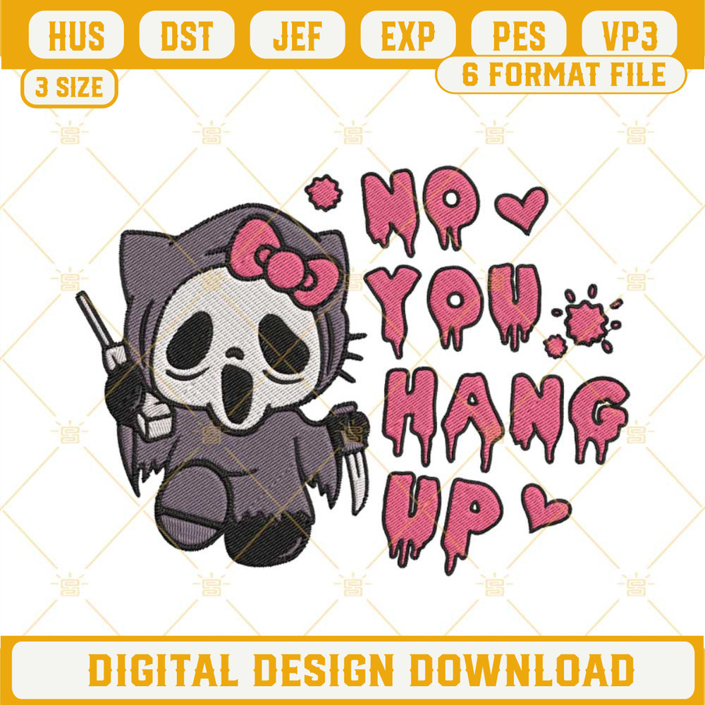 Hello Kitty Ghostface No You Hang Up Embroidery Designs, Hello Kitty Halloween Embroidery Files.jpg
