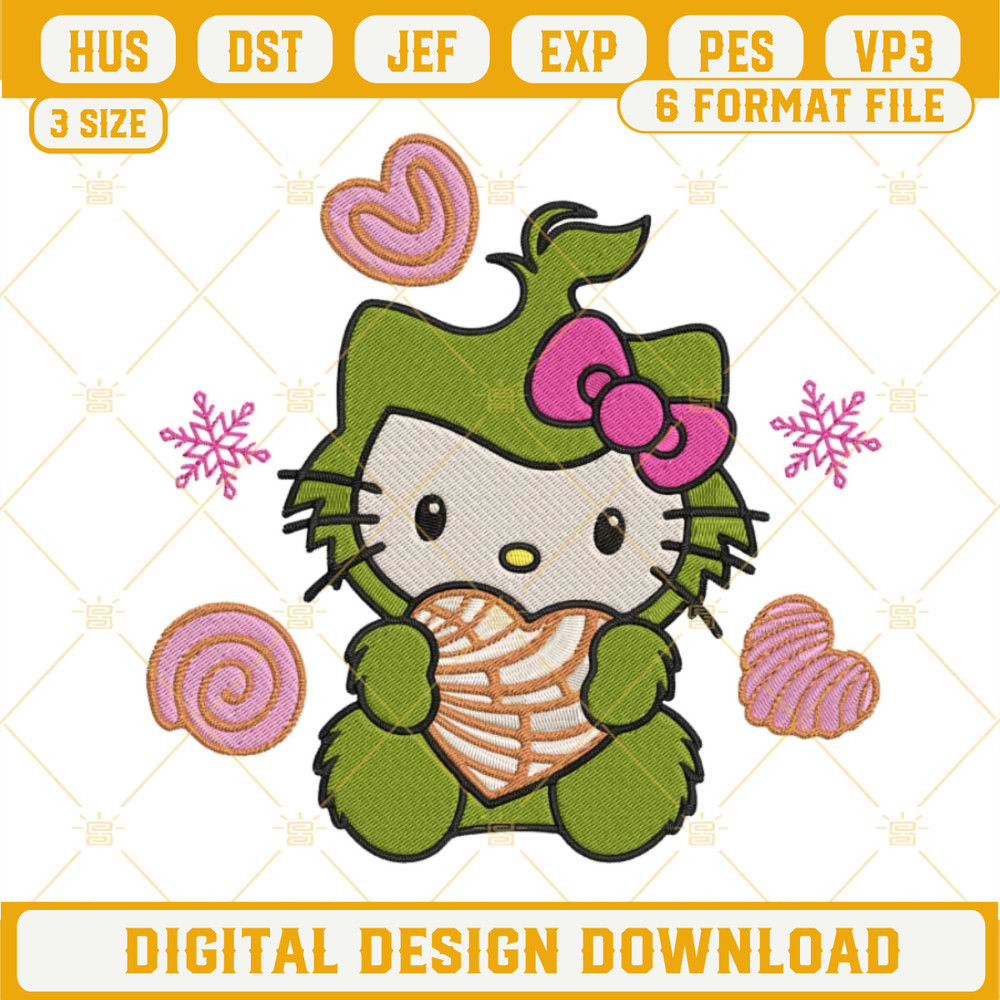 Hello Kitty Grinch Concha Cake Christmas Embroidery Design Files.jpg