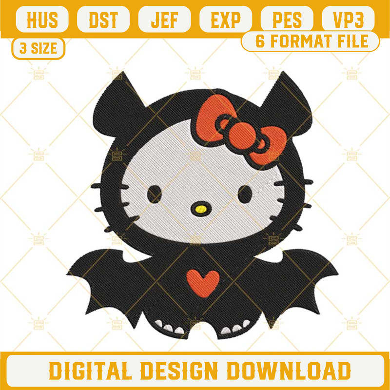Hello Kitty Halloween Bat Embroidery Design Download Files.jpg