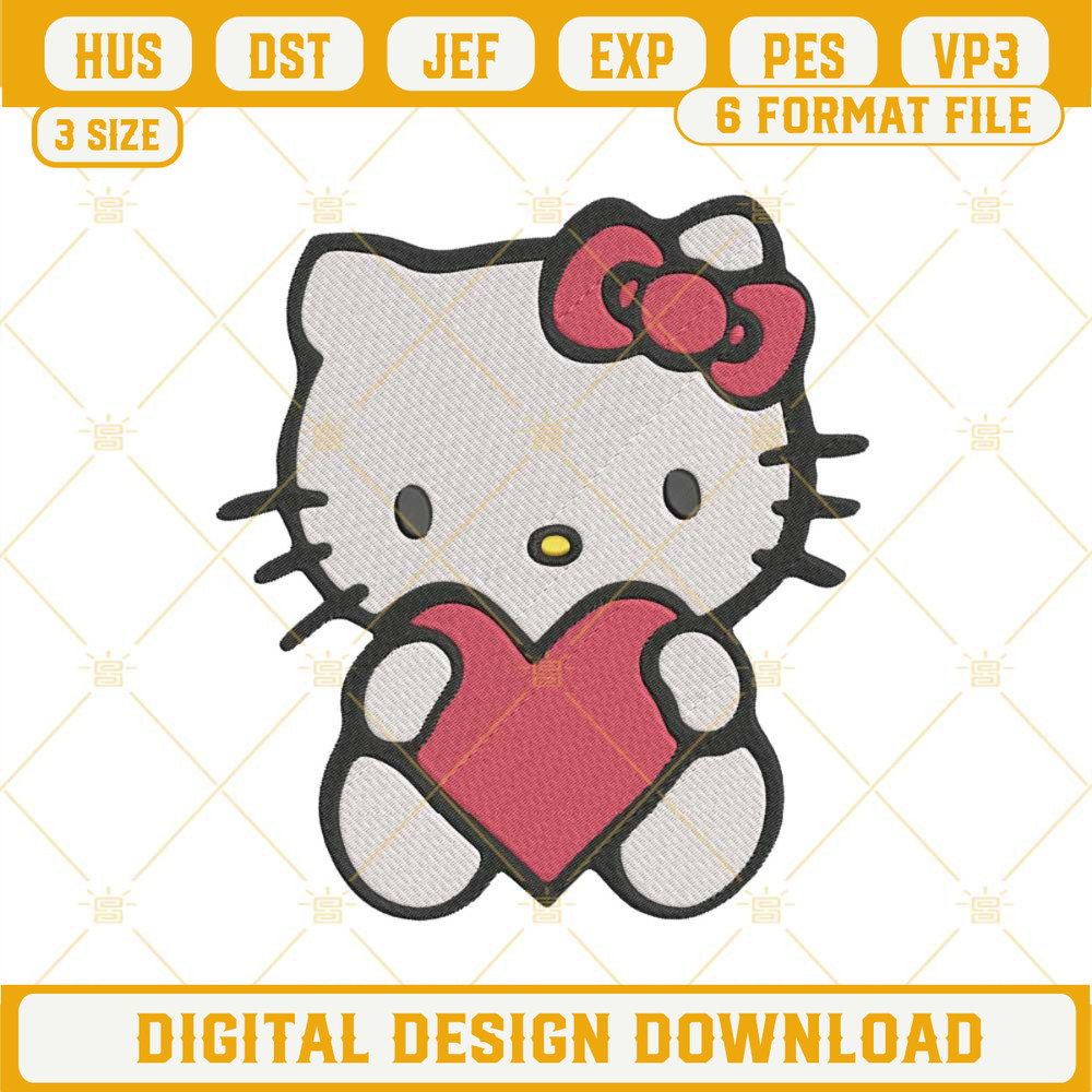 Hello Kitty Heart Cartoon Embroidery Design File.jpg