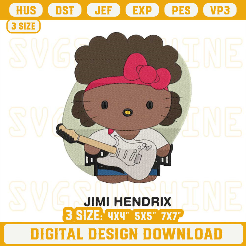 Hello Kitty Jimi Hendrix Embroidery Designs, Hello Kitty Embroidery Pattern.jpg