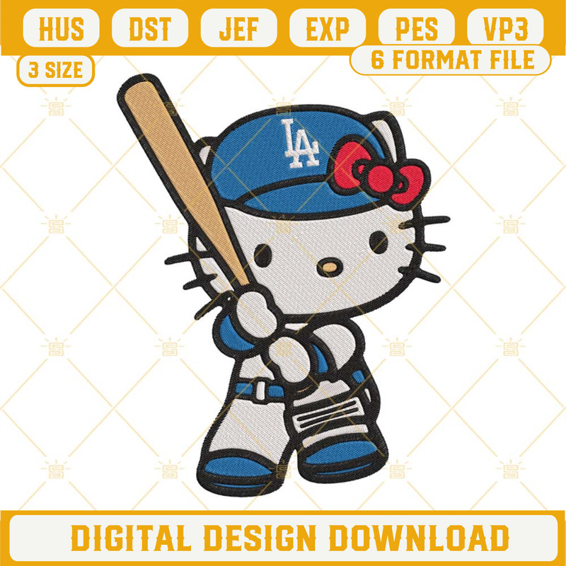 Hello Kitty LA Dodgers Machine Embroidery Design Files.jpg