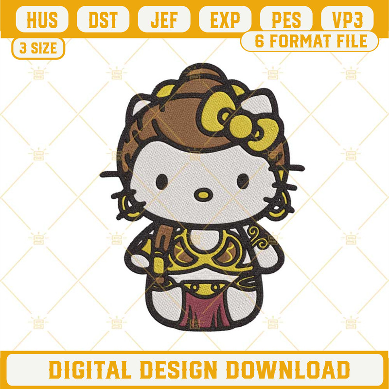 Hello Kitty Leia Slave Machine Embroidery Designs, Star Wars Embroidery Files.jpg
