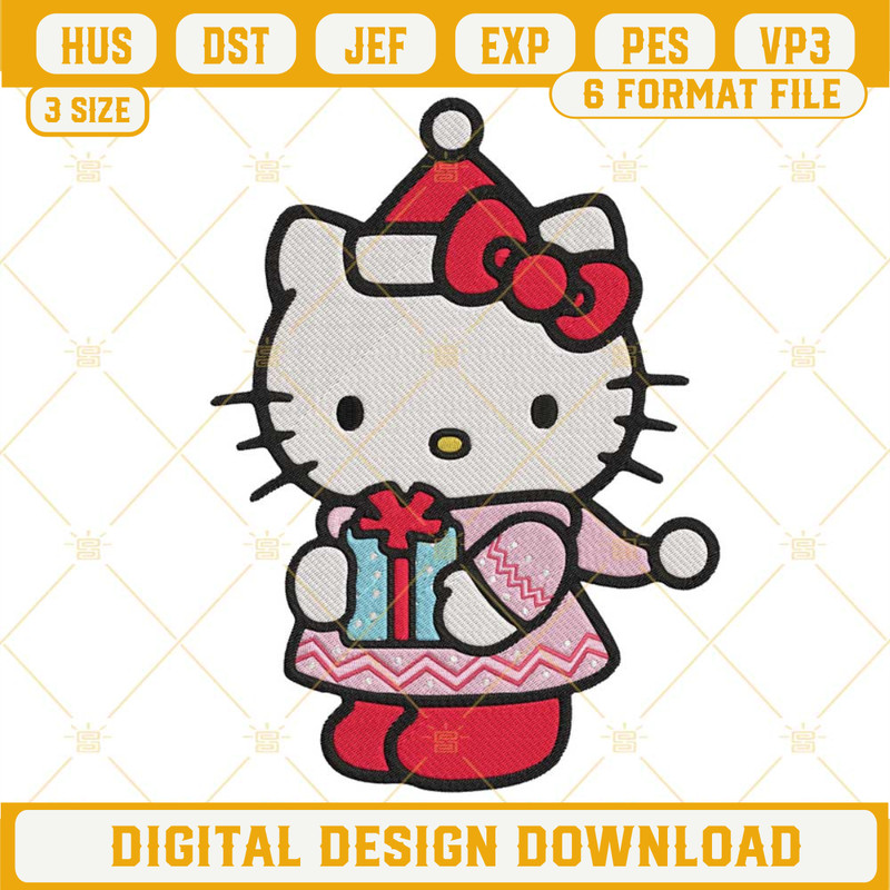 Hello Kitty Merry Christmas Embroidery Design Files.jpg