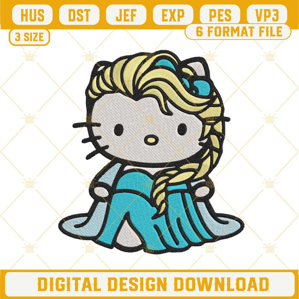 Hello Kitty Princess Elsa Machine Embroidery Design Files.jpg