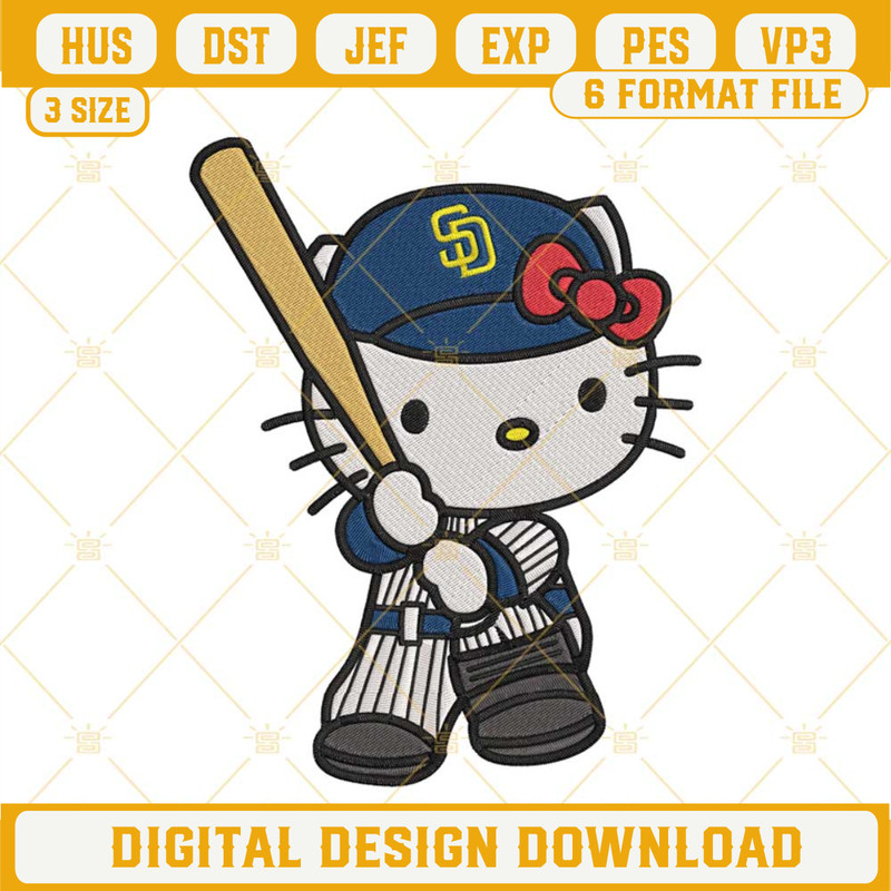 Hello Kitty San Diego Padres Embroidery Designs, Kitty Cat Padres MLB Embroidery Files.jpg