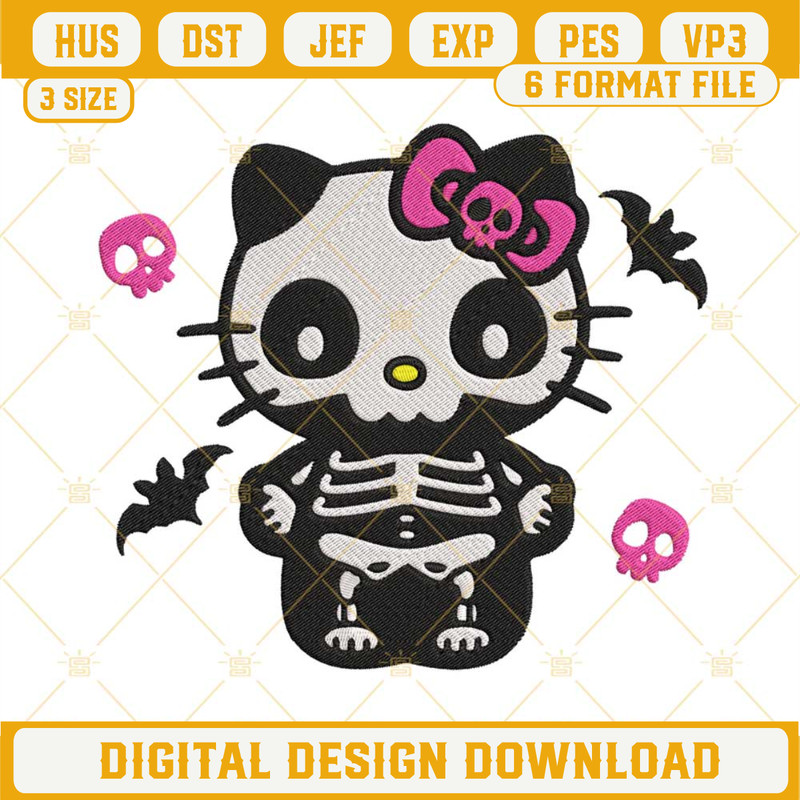 Hello Kitty Skeleton Halloween Embroidery Design Files.jpg