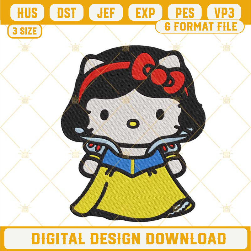 Hello Kitty Snow White Princess Disney Machine Embroidery Design Files.jpg