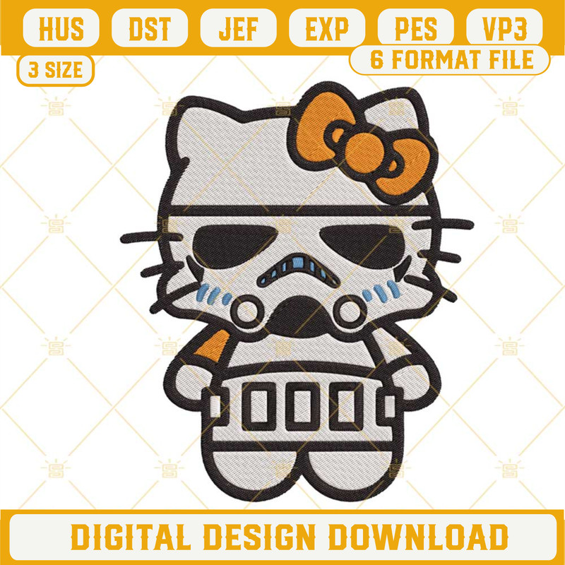 Hello Kitty Stormtrooper Machine Embroidery Files, Cute Kitty Cat Star Wars Embroidery Designs.jpg