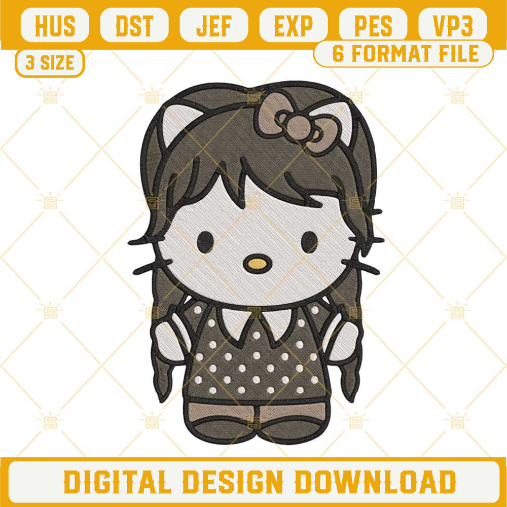 Hello Kitty Wednesday Addams Machine Embroidery Design Download.jpg