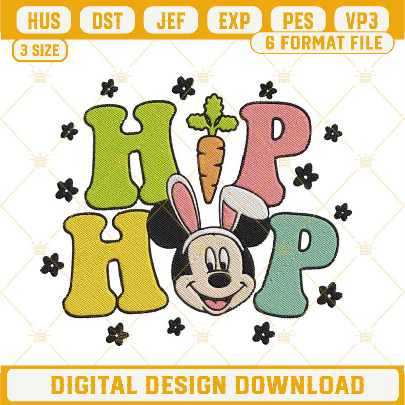 Hip Hop Mickey Embroidery Designs, Funny Easter Day Embroidery Files.jpg