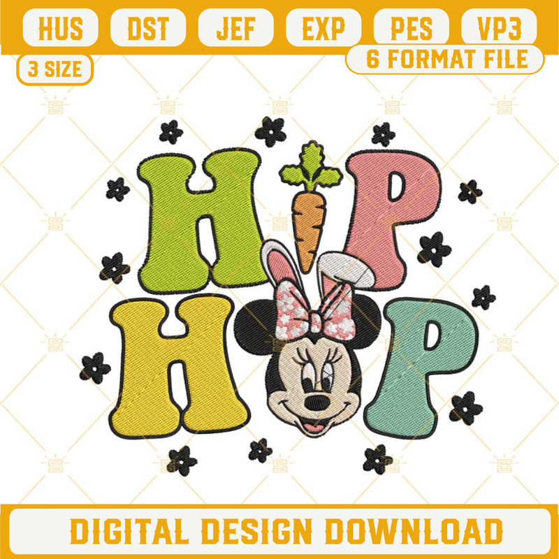 Hip Hop Minnie Mouse Embroidery Files, Disney Happy Easter Embroidery Designs.jpg