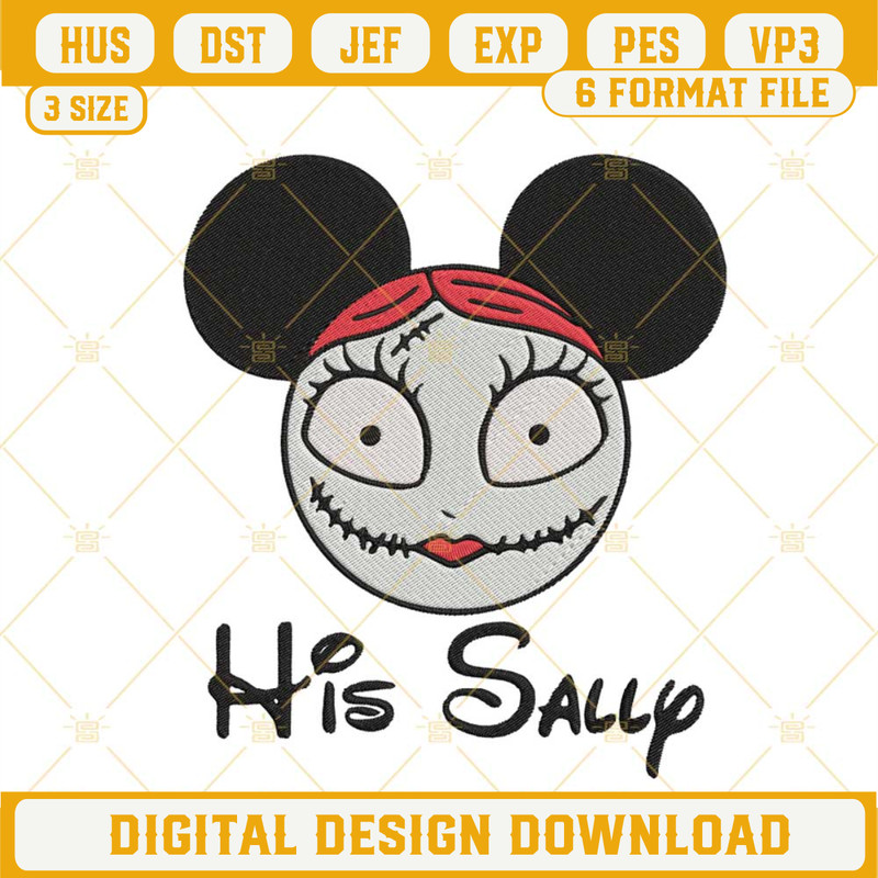 His Sally Embroidery Design, Sally Nightmare Before Christmas Minnie Embroidery File.jpg