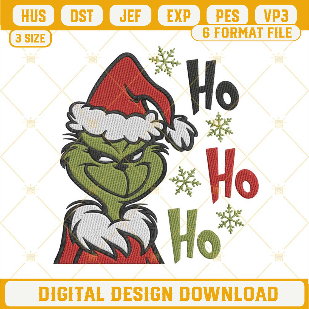 Ho Ho Ho Grinch Christmas Embroidery Design File.jpg