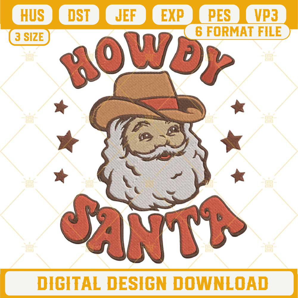 Howdy Santa Christmas Embroidery Designs, Santa Cowboy Christmas Embroidery Designs.jpg