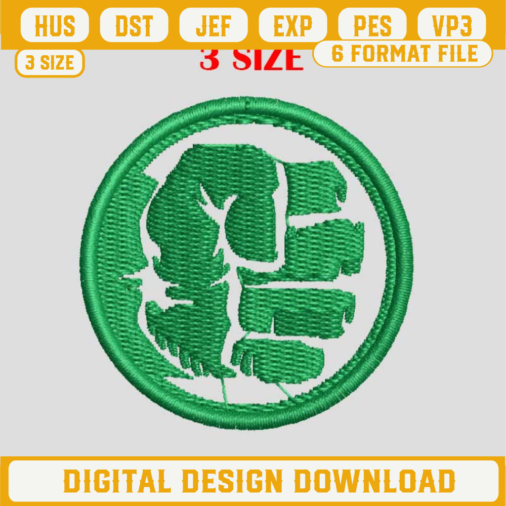 Hulk Emblem Applique Embroidery Design, Hulk Embroidery Files, Hulk Avengers Machine Embroidery Design.jpg