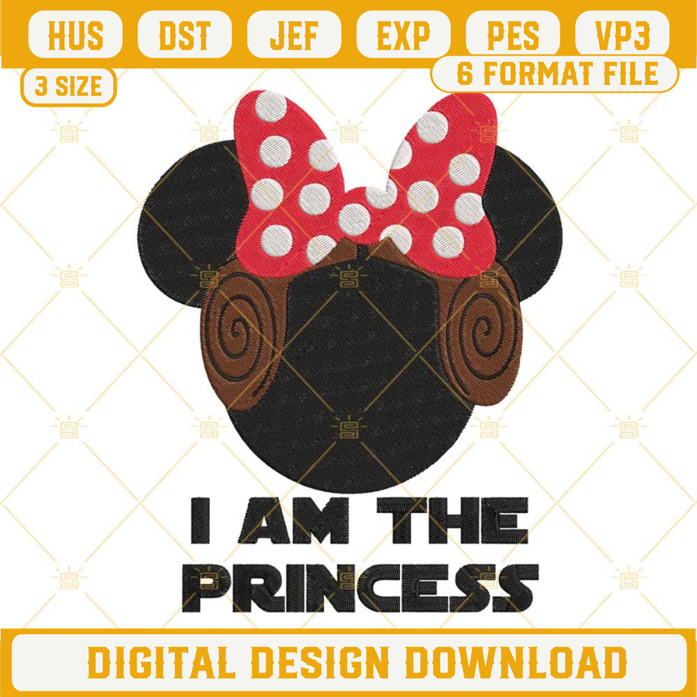 I Am The Princess Jedi Minnie Head Embroidery Files, Star Wars Family Machine Embroidery Designs.jpg