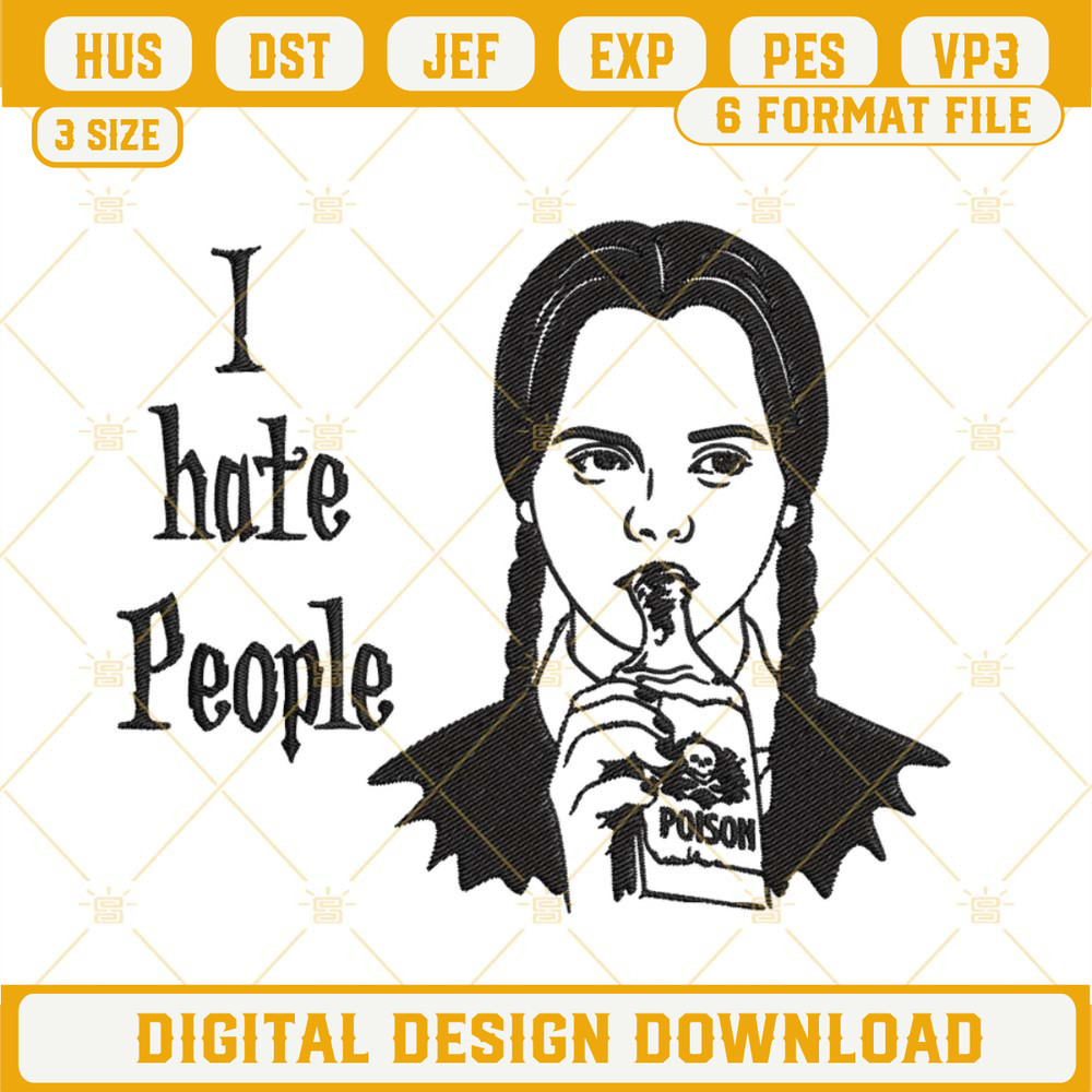 I Hate People Embroidery Files, Wednesday Poison Bottle Embroidery Designs.jpg