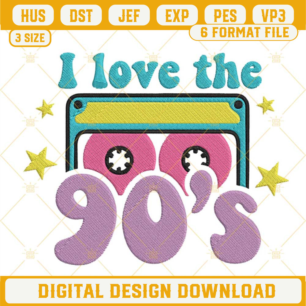 I Love The 90s Embroidery Designs, Cassette Tape Embroidery Files.jpg