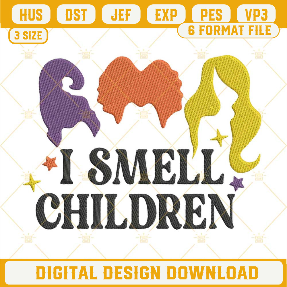 I Smell Children Embroidery Design File, Hocus Pocus Hair Embroidery Files.jpg