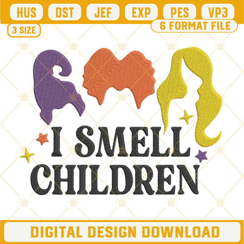 I Smell Children Embroidery Design File, Hocus Pocus Hair Embroidery Files.jpg