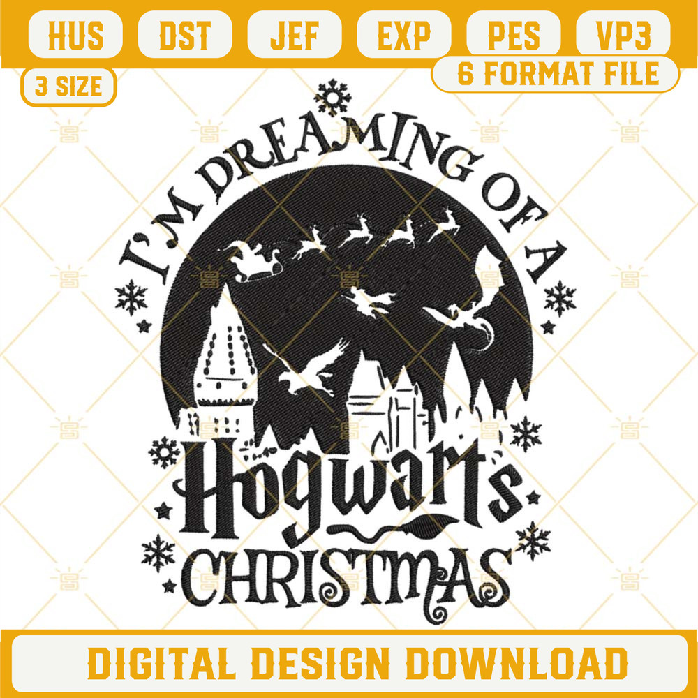 Im Dreaming Of A Hogwarts Christmas Embroidery Design, Harry Potter Christmas Embroidery Files.jpg
