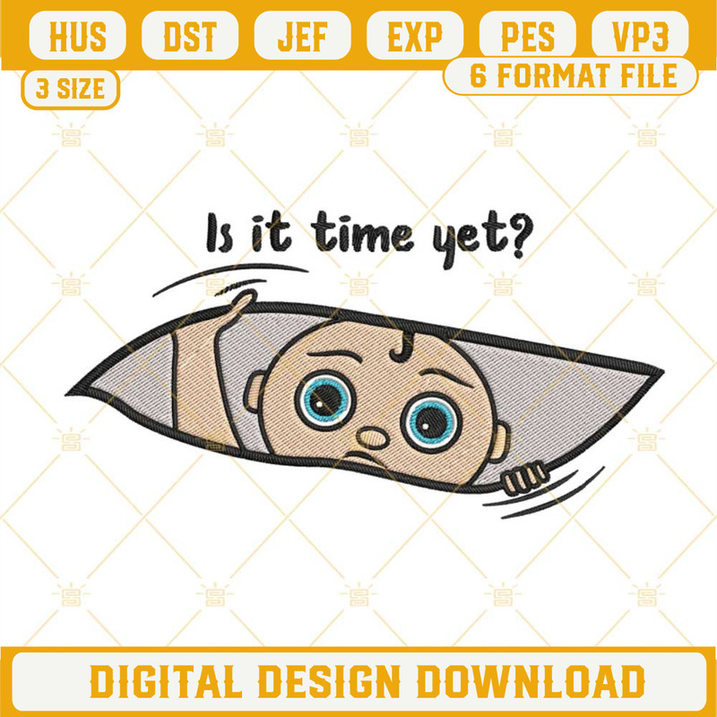 Is It Time Yet Blue Eyes Maternity Embroidery Designs, Cute Peeking Baby Embroidery File Digital Download.jpg