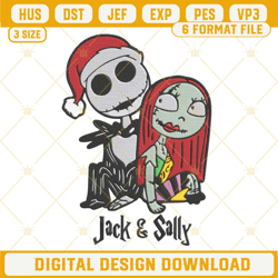 jack and sally christmas machine embroidery design file