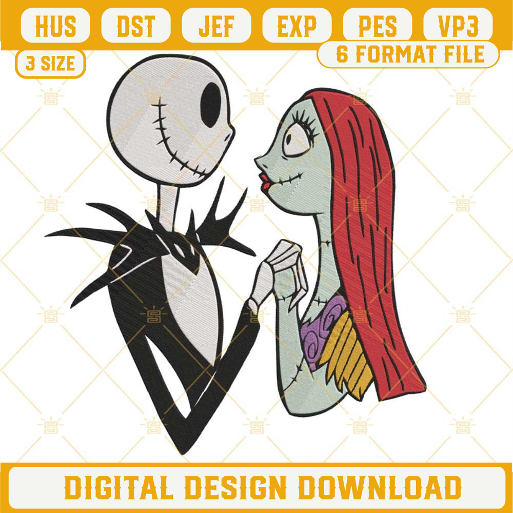 Jack and Sally Embroidery Designs, Nightmare Before Christmas Embroidery Design File.jpg