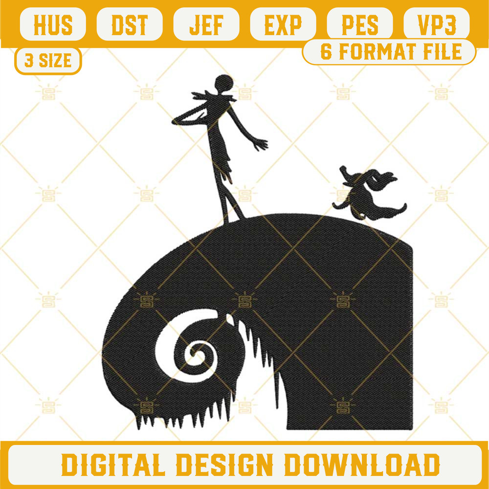 jack skellington And Zero Embroidery Files, Nightmare Before Christmas Embroidery Designs.jpg