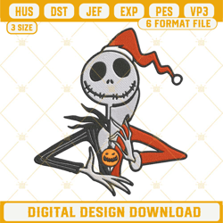 jack skellington as sandy claws embroidery designs, jack skellington santa christmas embroidery design file