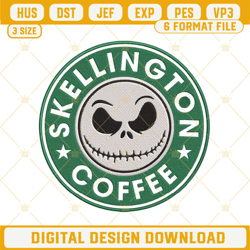jack skellington coffee machine embroidery designs file